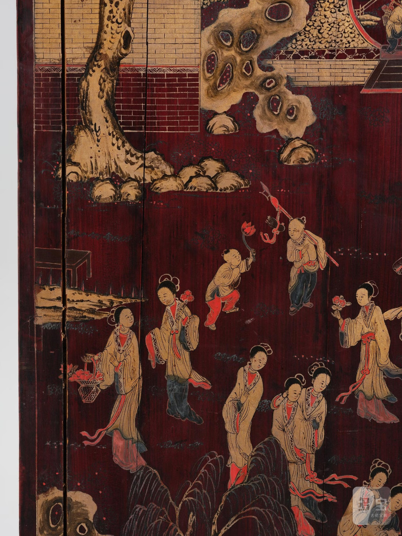 A large painted and gilt-decorated and red lacquer cabinet, - 图38